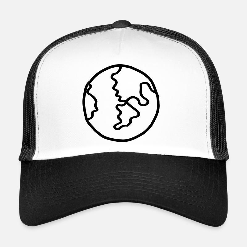 Planète Terre Doodle de l’espace - Casquette trucker  - blanc/noir
