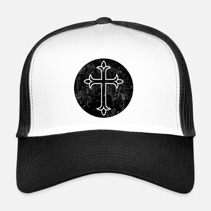 Croix syriaque occidentale en cercle noir Casquette trucker 