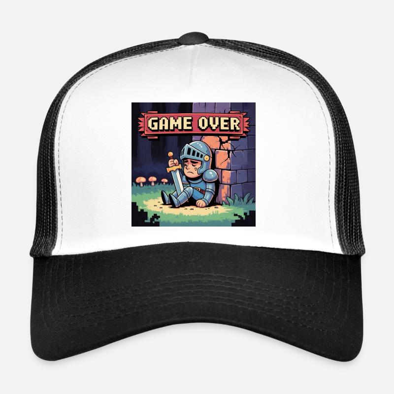 Eine Pixelfigur, die von der Kunst verbrannt wurde - Trucker Cap - Weiß/Schwarz