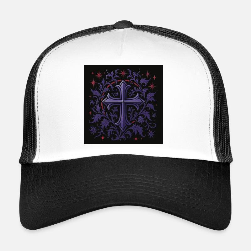 Lavendel Gothic Kreuz Blumendesign Trucker Cap