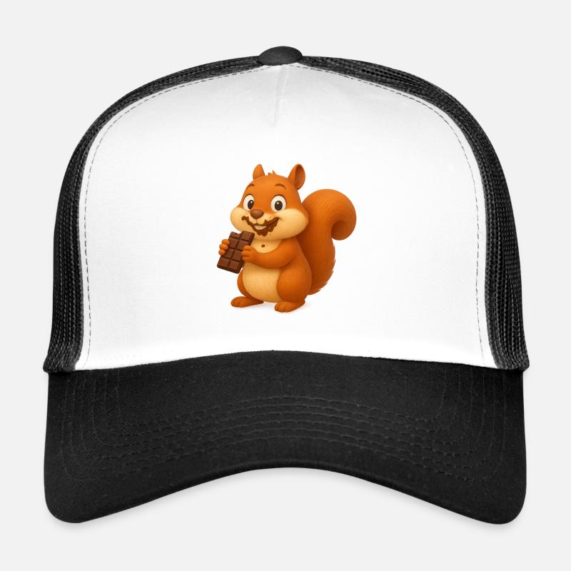 ecureuil et chocolat - Casquette trucker  - blanc/noir