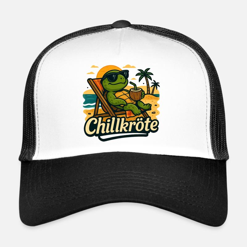 Chillkroete - einfach mal langsam angehen - Trucker Cap - Weiß/Schwarz