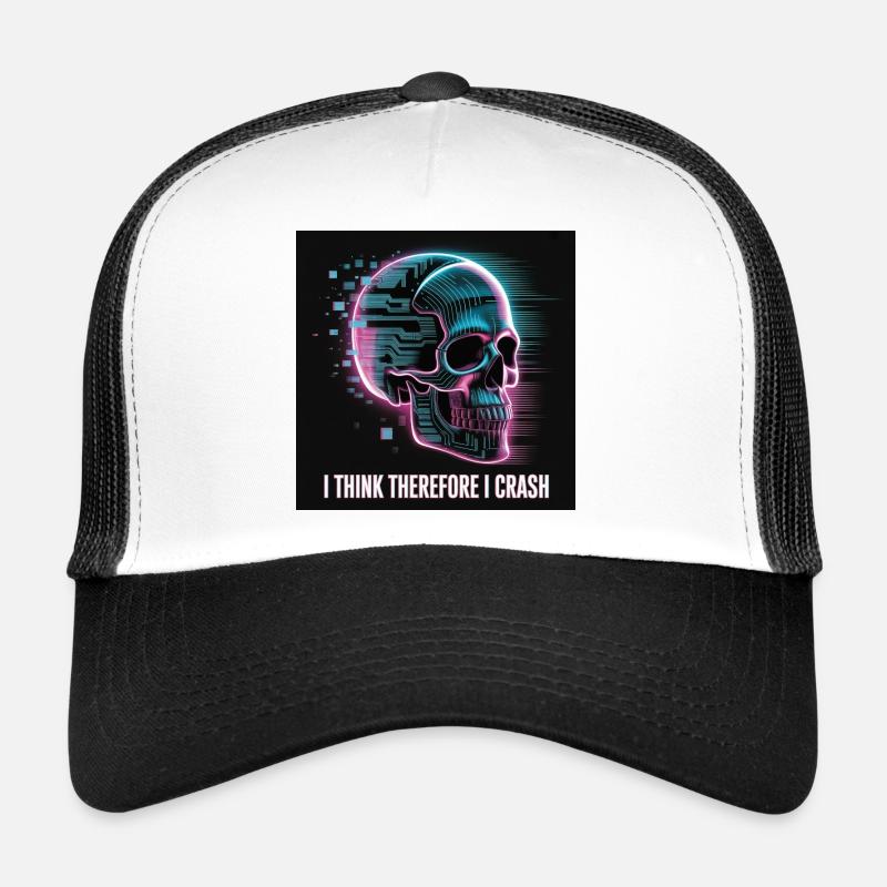 Cyberpunk Skull with Digital Glitch - Trucker Cap - white/black