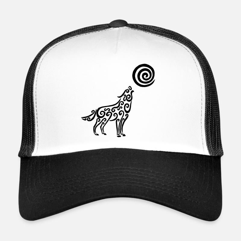 The Black Wolf and the Moon Trucker Cap