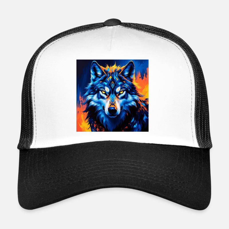 Lebendige geometrische Wolf Illustration - Trucker Cap - Weiß/Schwarz