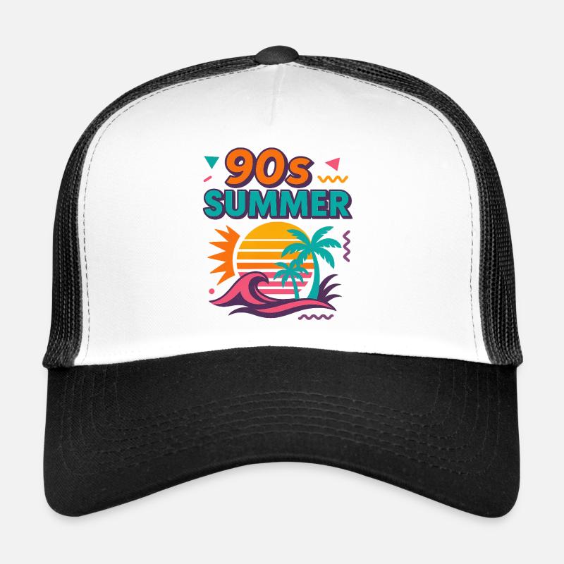 90s Sommer Retro Design - Trucker Cap - Weiß/Schwarz