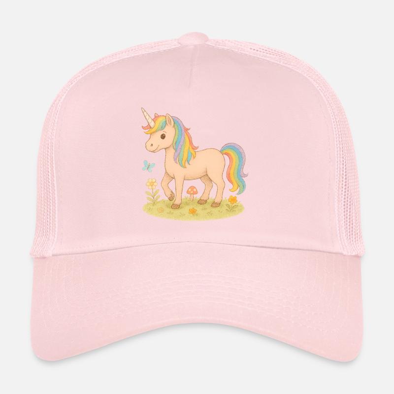 Buntes Einhorn mit Blumen und Schmetterling Trucker Cap