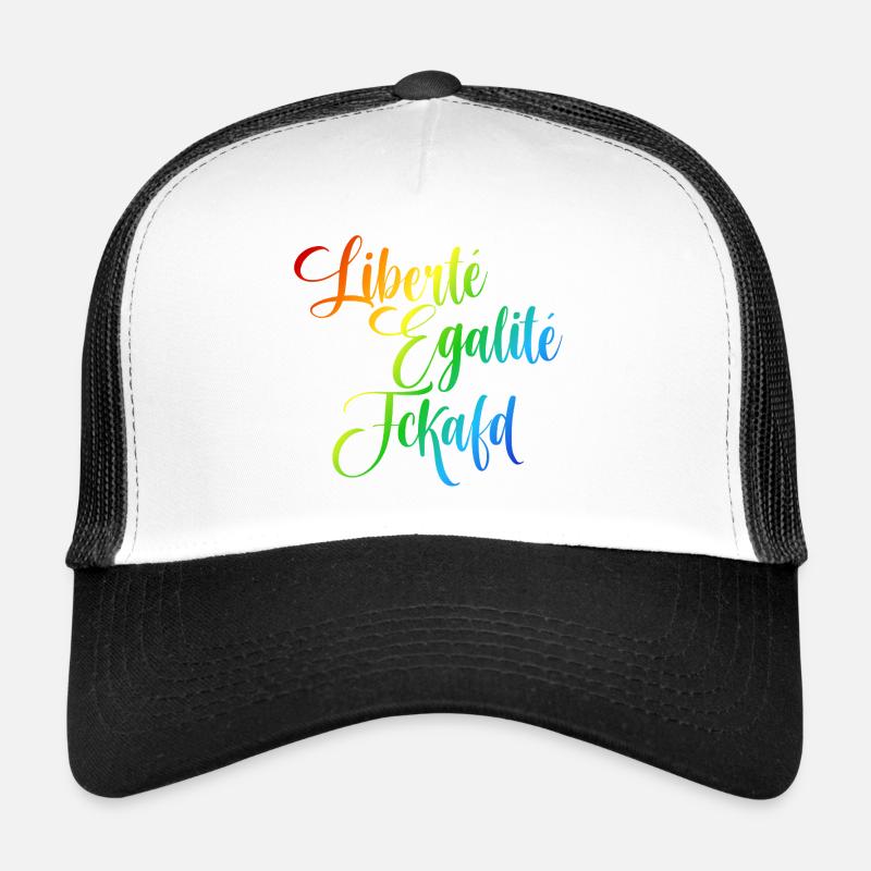 Rainbow Liberté Égalité Fraternité - Casquette trucker  - blanc/noir