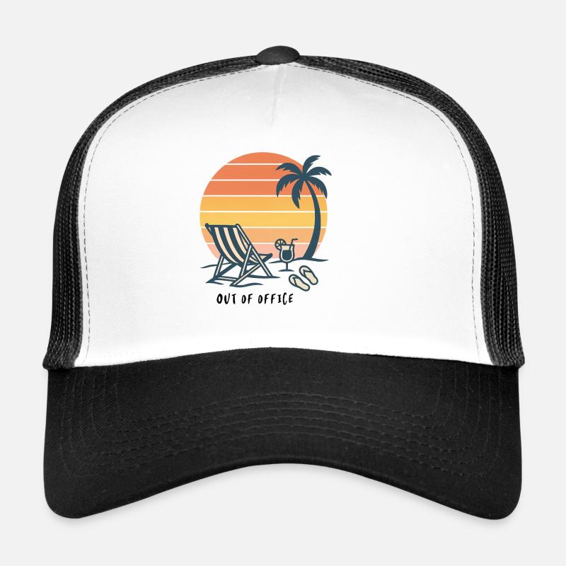 Coucher de soleil plage vacances Illustration Casquette trucker 