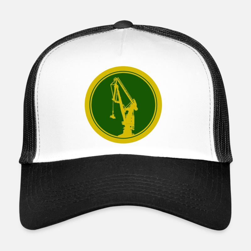 Hafenkran Silhouette 02 - Trucker Cap - Weiß/Schwarz