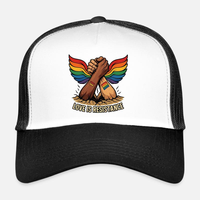 Unity in Pride Handclasp with Rainbow Wings Trucker Cap