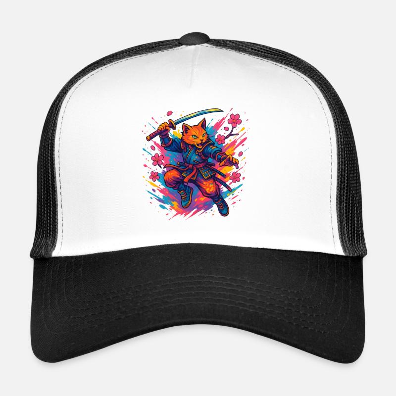 Samurai-style cat warrior Trucker Cap