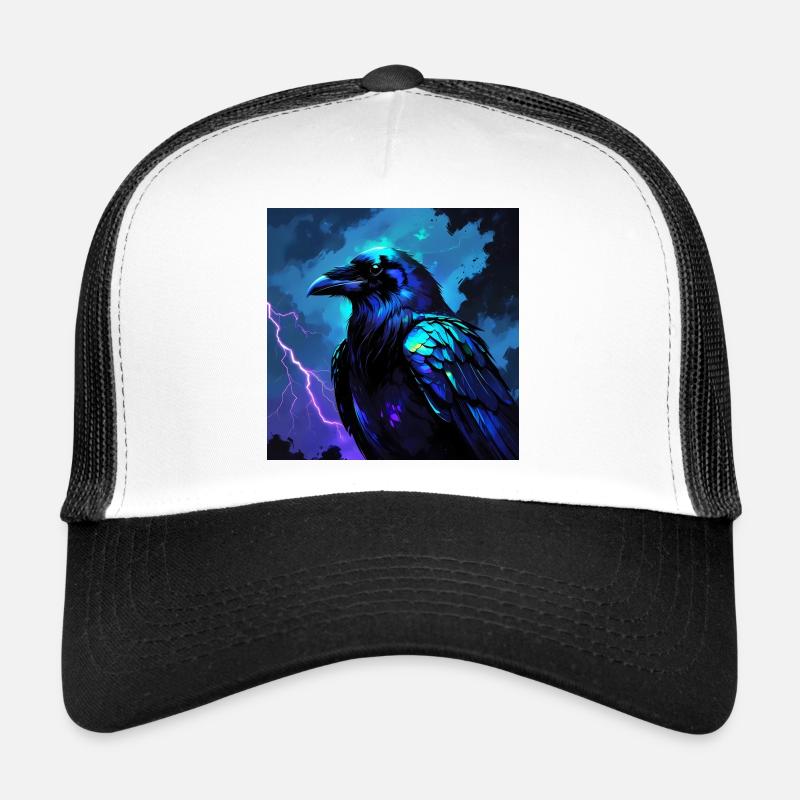 Electric Night Raven Art - Trucker Cap - white/black