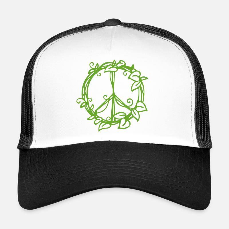 Conception de symbole de paix inspirée de la nature - Casquette trucker  - blanc/noir