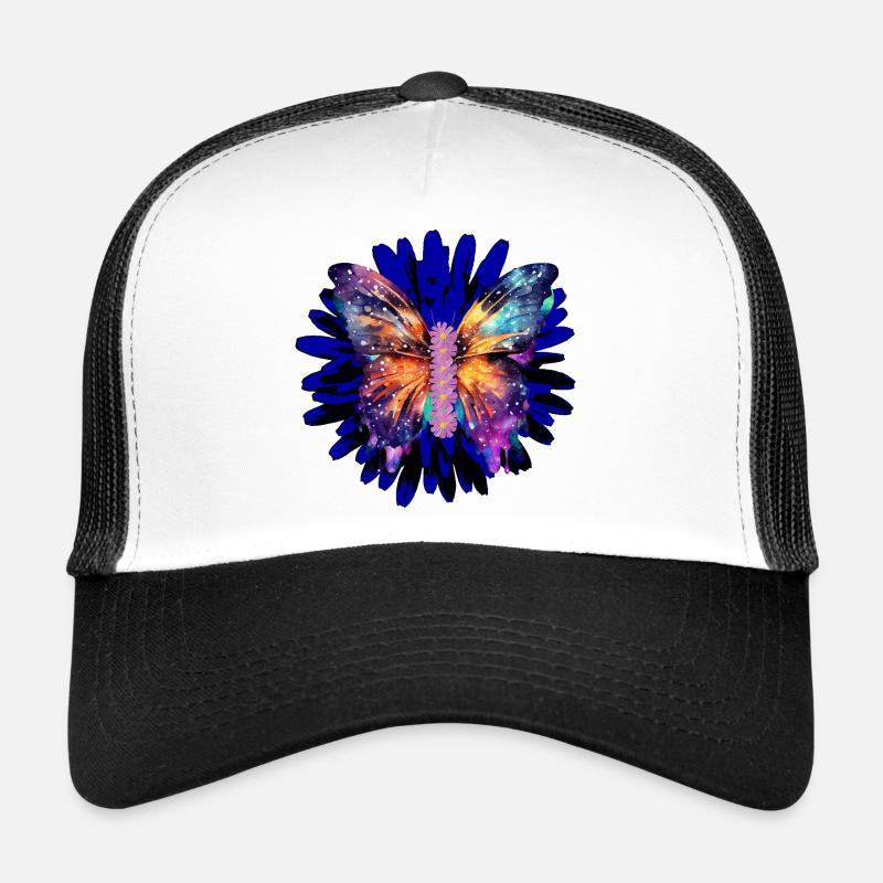 Galaxy Wings – Schmetterling auf kosmischer Blüte Trucker Cap