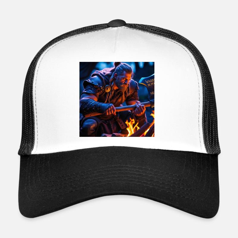 fantasy viking with an axe - Trucker Cap - white/black