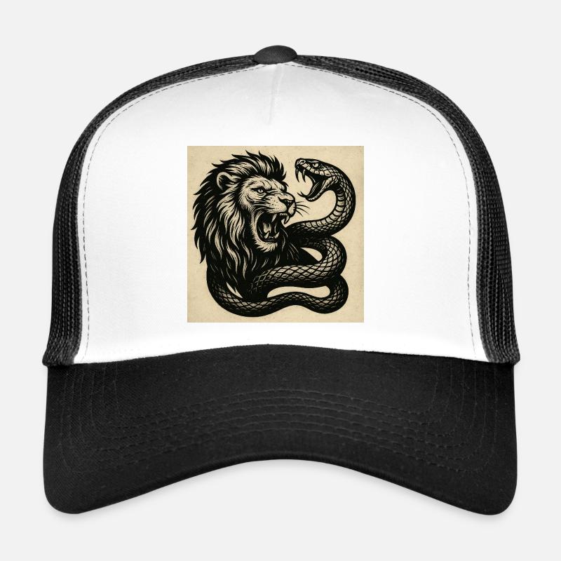 Lion et Serpent TattooDesign Casquette trucker 
