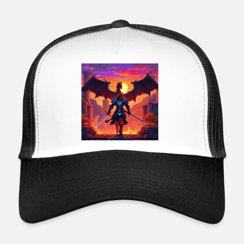 Drachenkrieger im Pixel-Art-Stil Trucker Cap