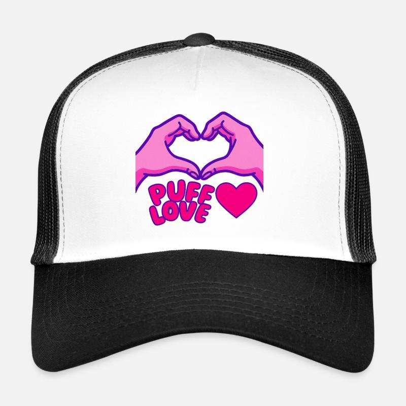 Heart Puffed Love Design and Hands - Trucker Cap - white/black