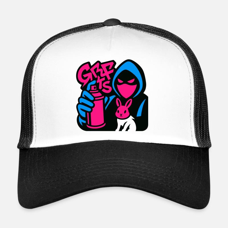 Graffiti Lapin bleu/rose Casquette trucker 