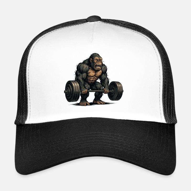 Aesthetic monkey with dumbbell Trucker Cap