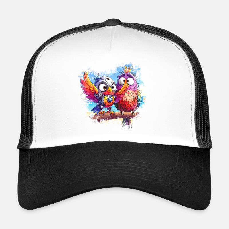 Beach robot birds, light, joy, colors - Trucker Cap - white/black