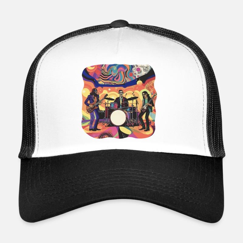 Psychedelische Prog-Rock-Band - Trucker Cap - Weiß/Schwarz