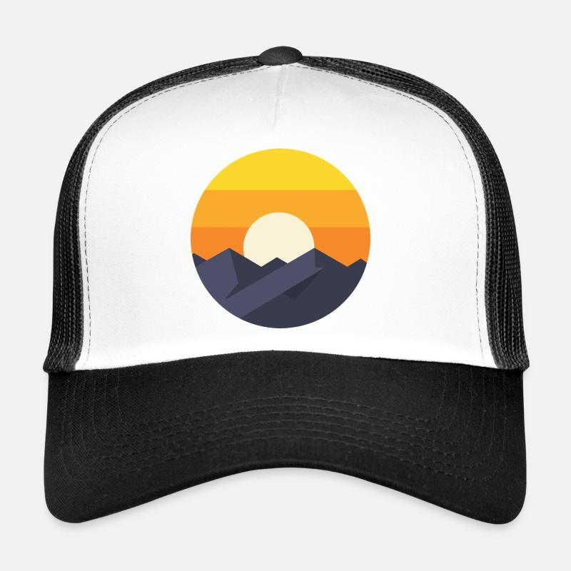 Sunset Mountain Abstract - Trucker Cap - white/black