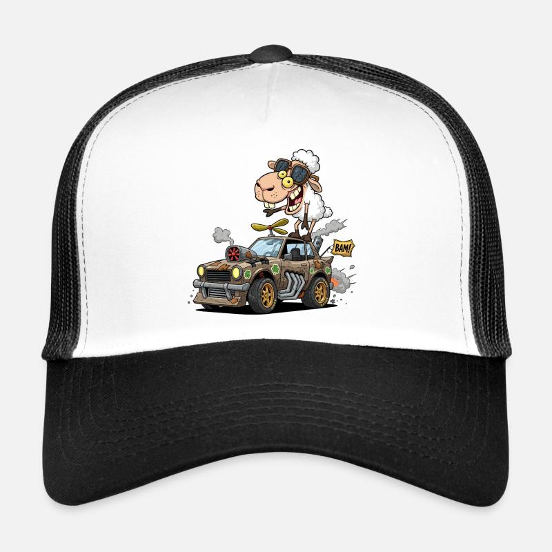 Whimsical Sheep Roaring  Trucker Cap