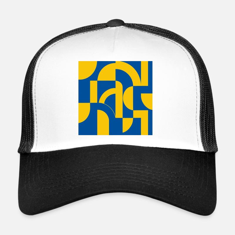 Abstraktes blau-gelbes Design Trucker Cap
