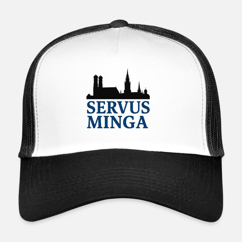 Servus Minga Silhouette Design - Trucker Cap - Weiß/Schwarz