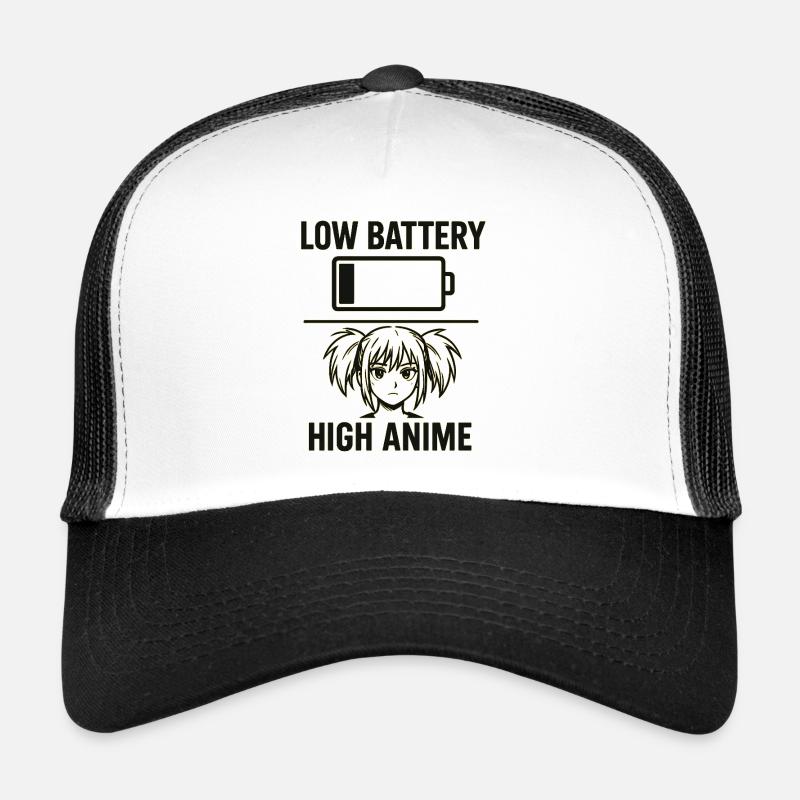 Fille d’anime avec avertissement de batterie - Casquette trucker  - blanc/noir