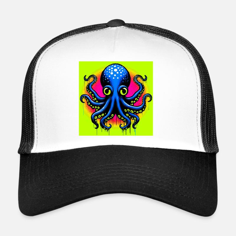 Krake - Trucker Cap - Weiß/Schwarz