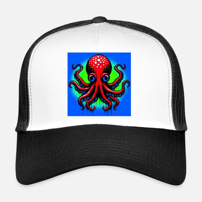 Krake - Trucker Cap - Weiß/Schwarz