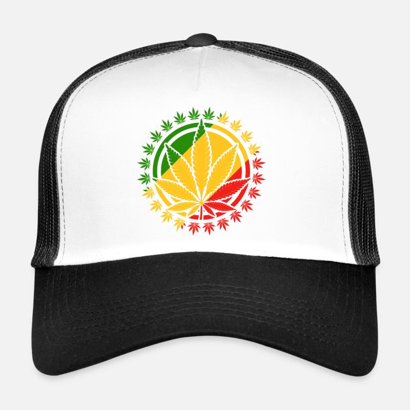 Motif de feuille de cannabis inspiré de Rasta Casquette trucker 