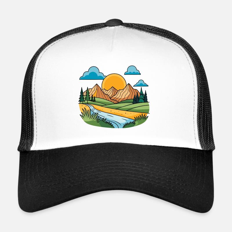 Bunte Berge - Trucker Cap - Weiß/Schwarz