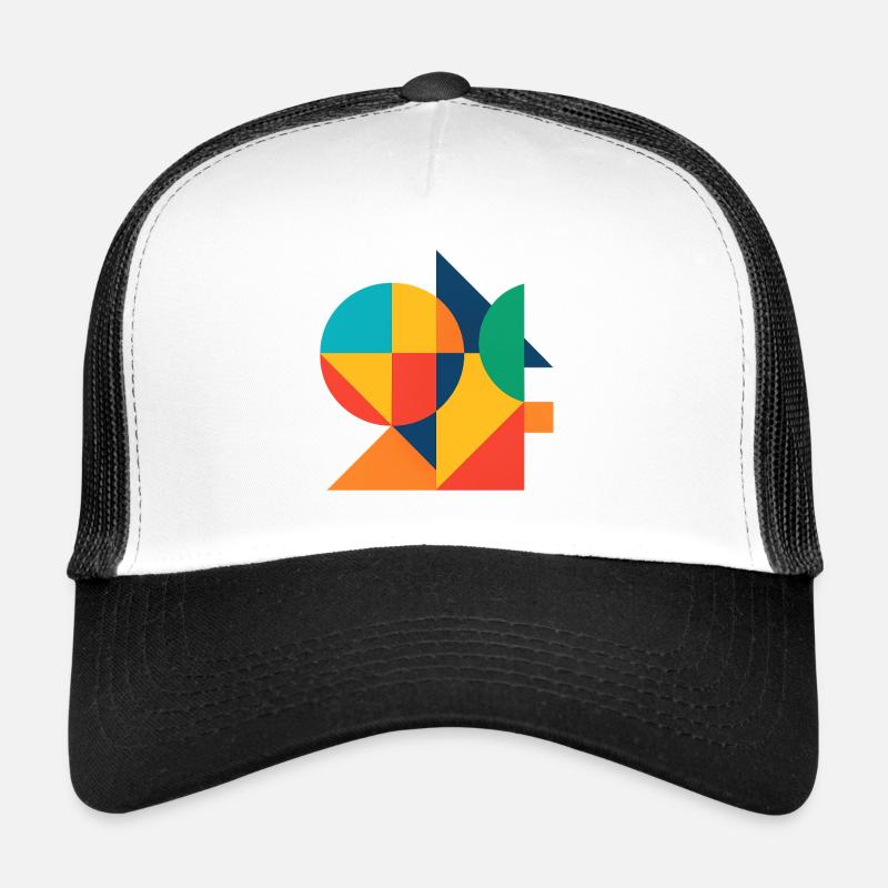Abstrakte Geometrische Farbkunst - Trucker Cap - Weiß/Schwarz