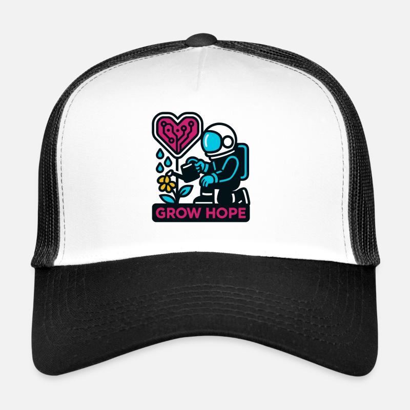 Grow Hope – Astronaut - Trucker Cap - Weiß/Schwarz