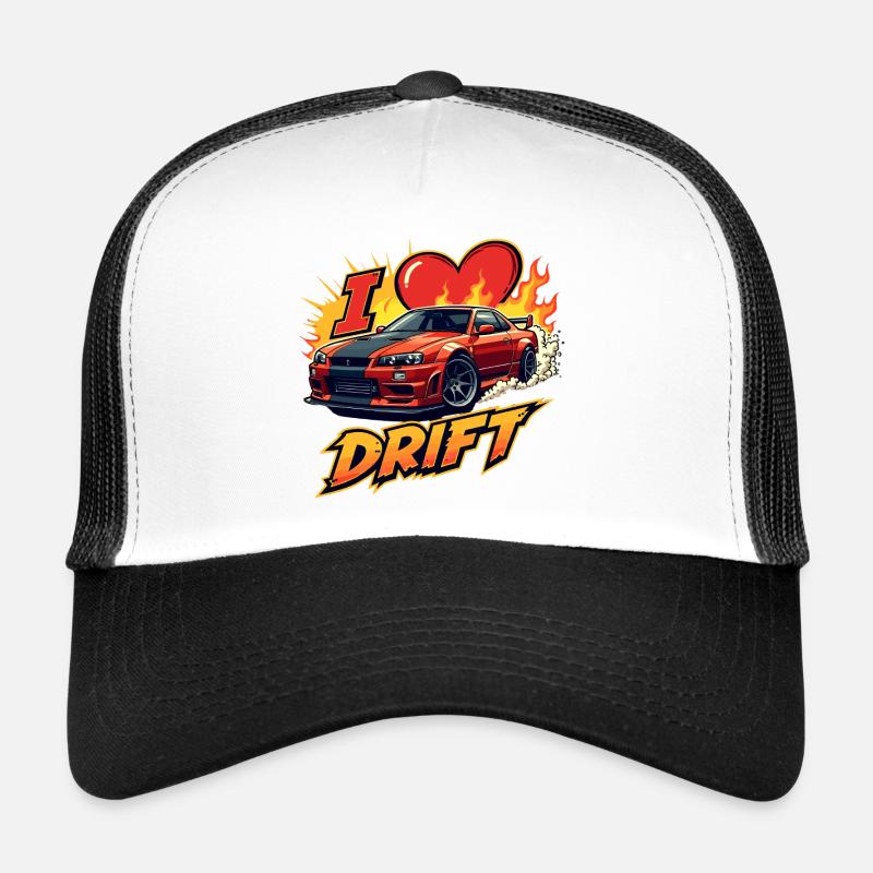 Speedster Drift Car Illustration - Trucker Cap - white/black
