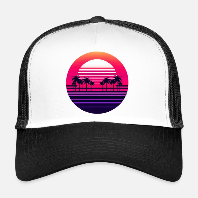 Neon Sunset Palmlands - Trucker Cap - white/black