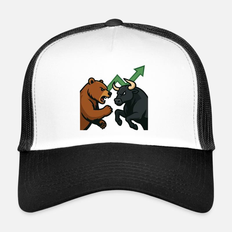 Bären und Bullen Kampf Chart - Trucker Cap - Weiß/Schwarz