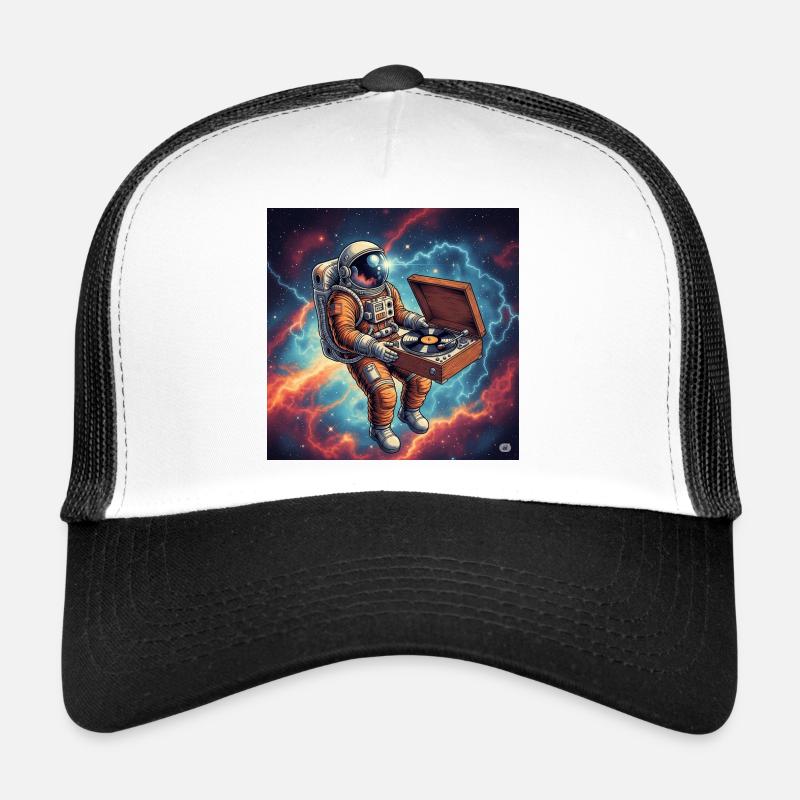 Space DJ Astronaut with Turntable Trucker Cap