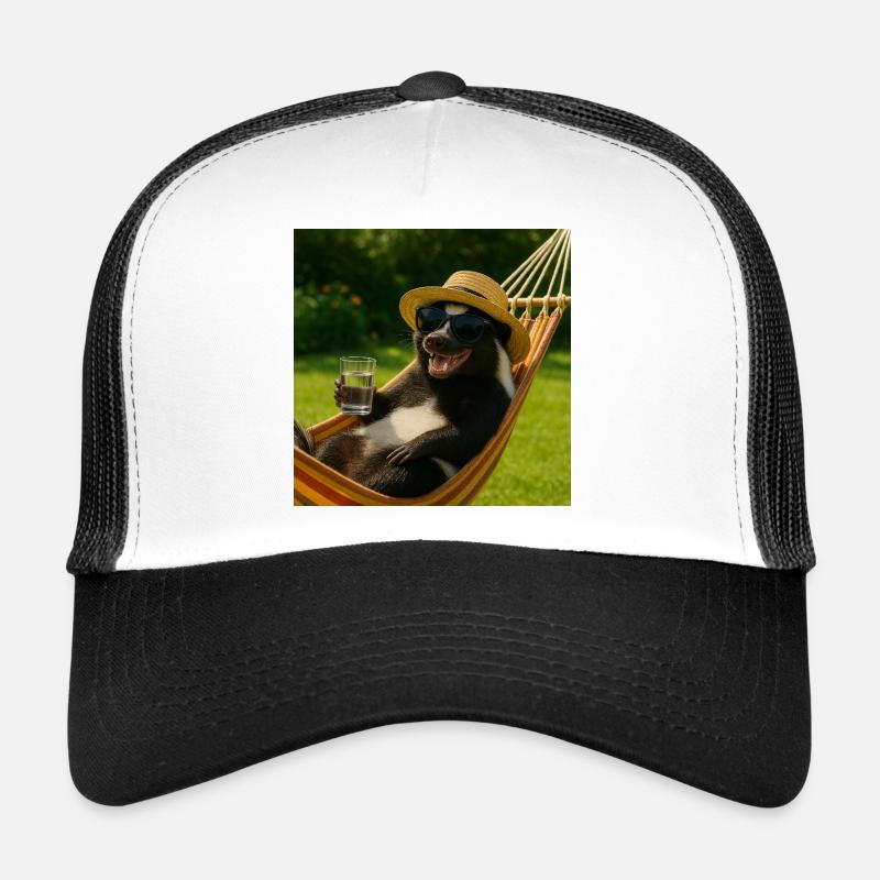 Stinktier beim chillen - Trucker Cap - Weiß/Schwarz