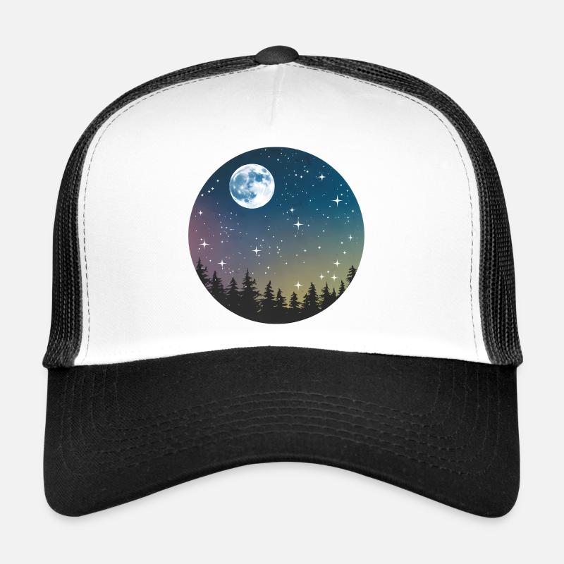 Himmlisches Nachtwaldmuster - Trucker Cap - Weiß/Schwarz