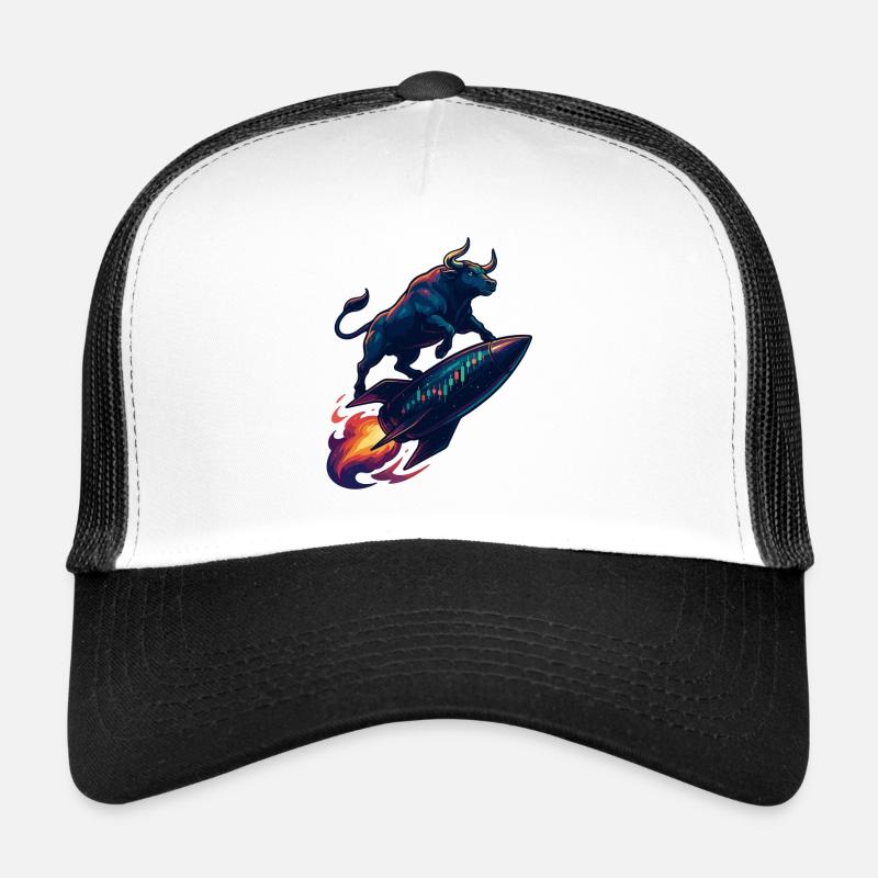 Aktien Bulle Stier Chart Gewinn Rakete Geschenk - Trucker Cap - Weiß/Schwarz