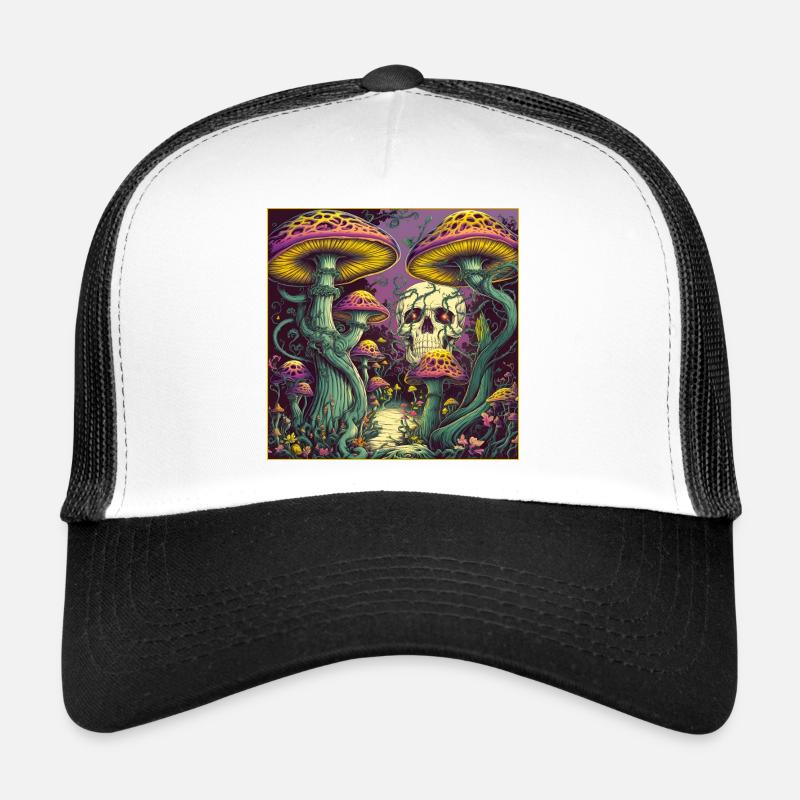 Conception de crâne de forêt de champignons Casquette trucker 