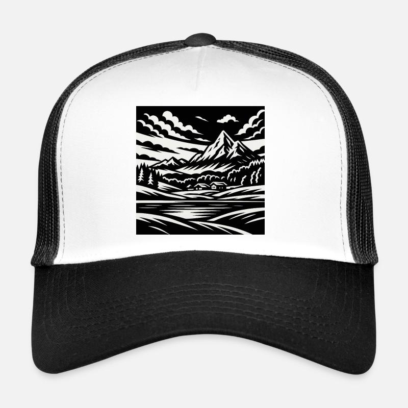 Alpine Landscape – Mountain Style Shirt - Trucker Cap - white/black