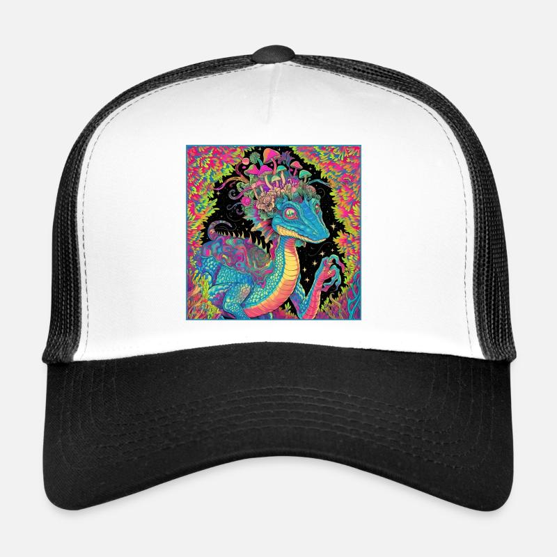 Illustration de dragon de forêt psychédélique Casquette trucker 