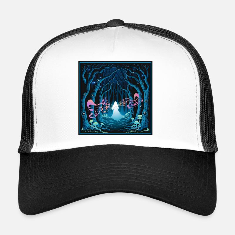 Mystical Forest with Harmonious Music Flow - Trucker Cap - white/black