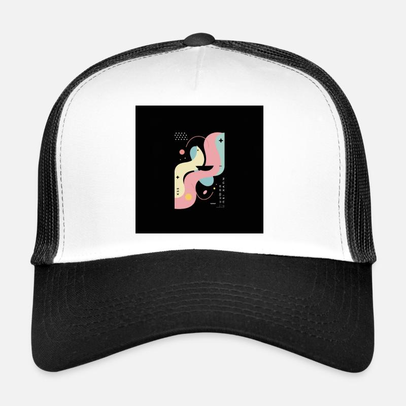 Female Abstract On Black Background - Trucker Cap - white/black